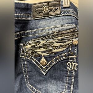 Miss Me Mid-Rise Easy Boot, Angel wing pockets, 34